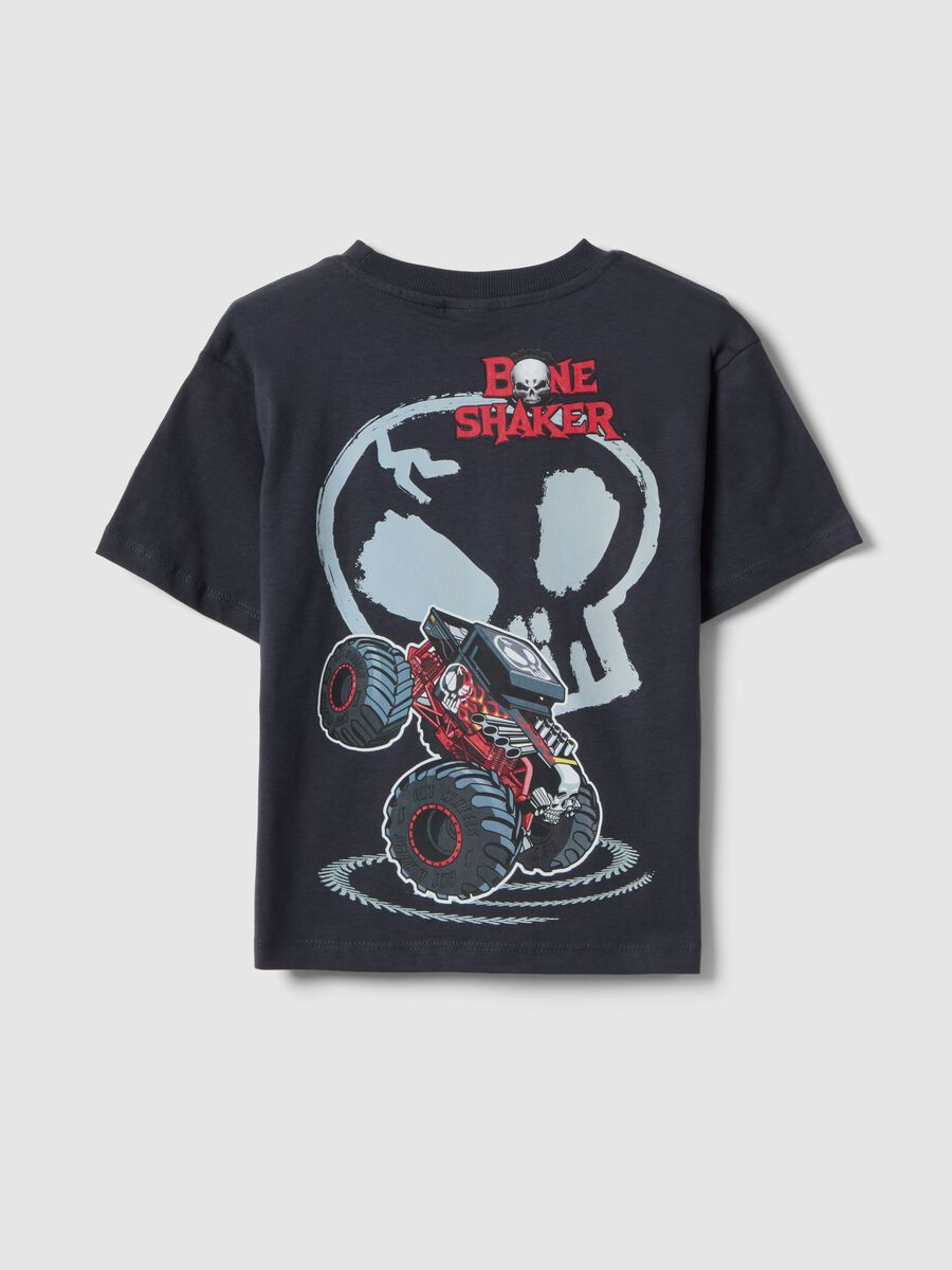 Black pure cotton kids' t-shirt regular fit with Hot Wheels logo_1
