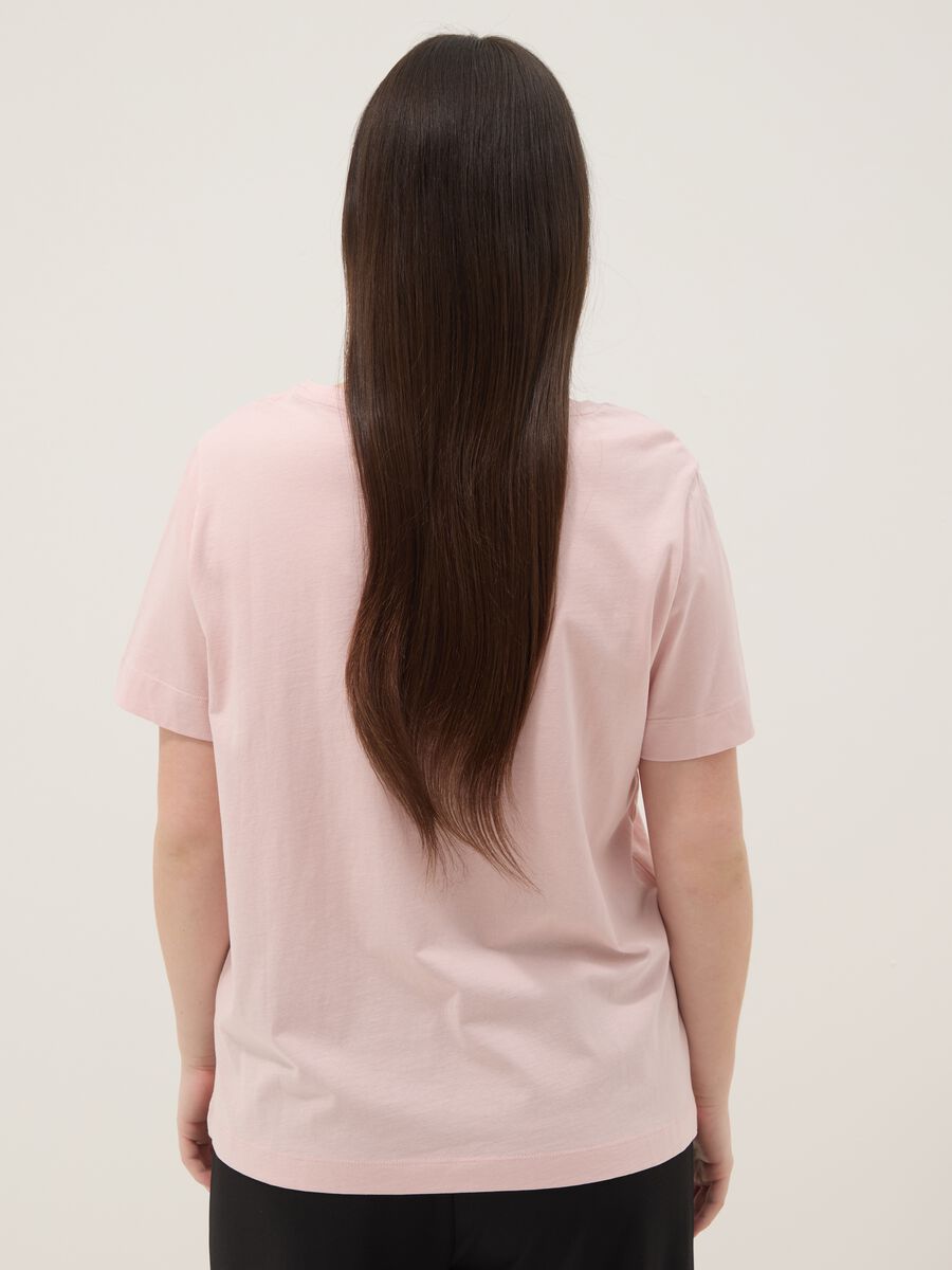 Pink pure cotton T-shirt with print, regular fit_3