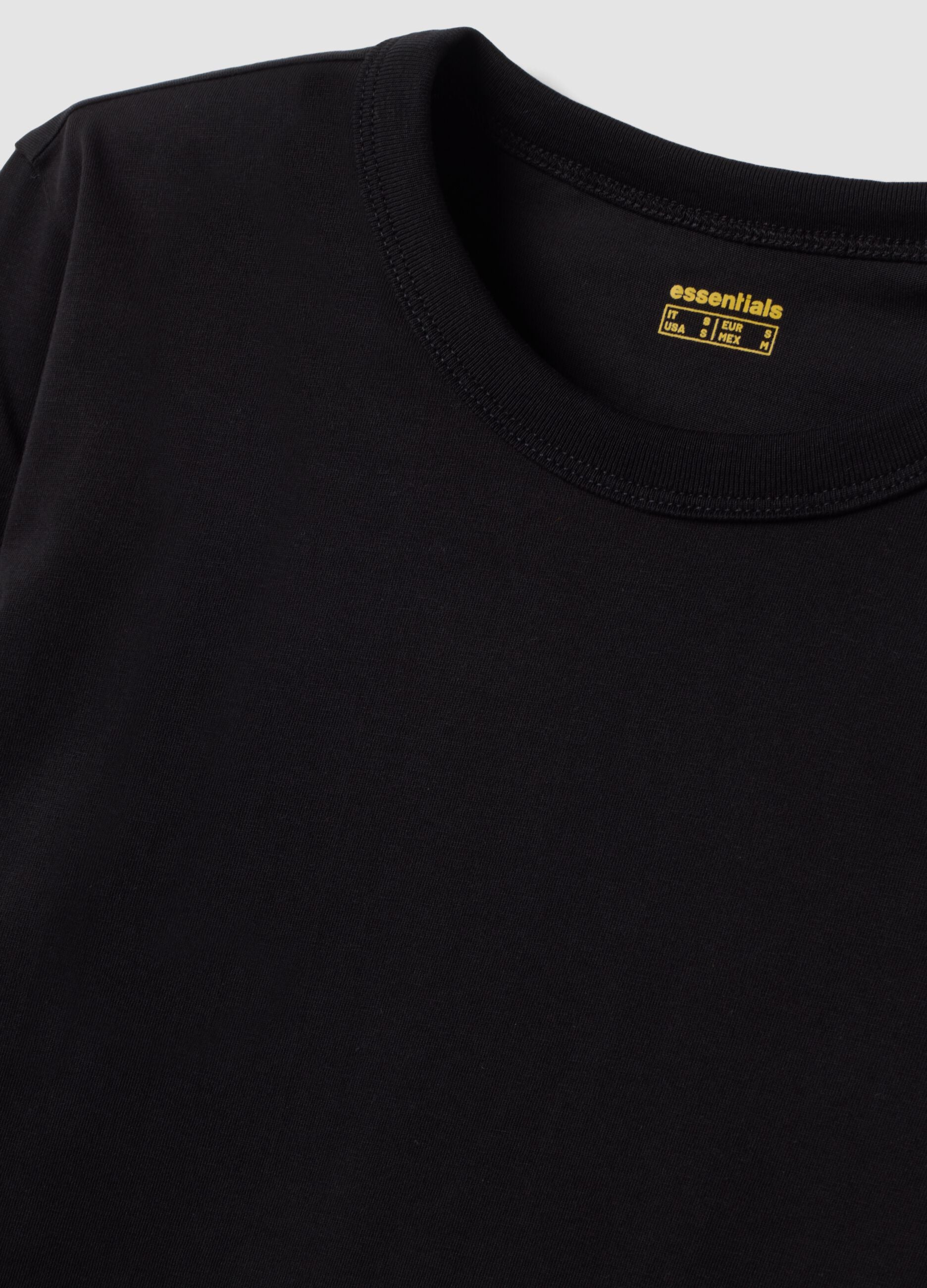 Black long-sleeved pure cotton jersey T-shirt, regular fit