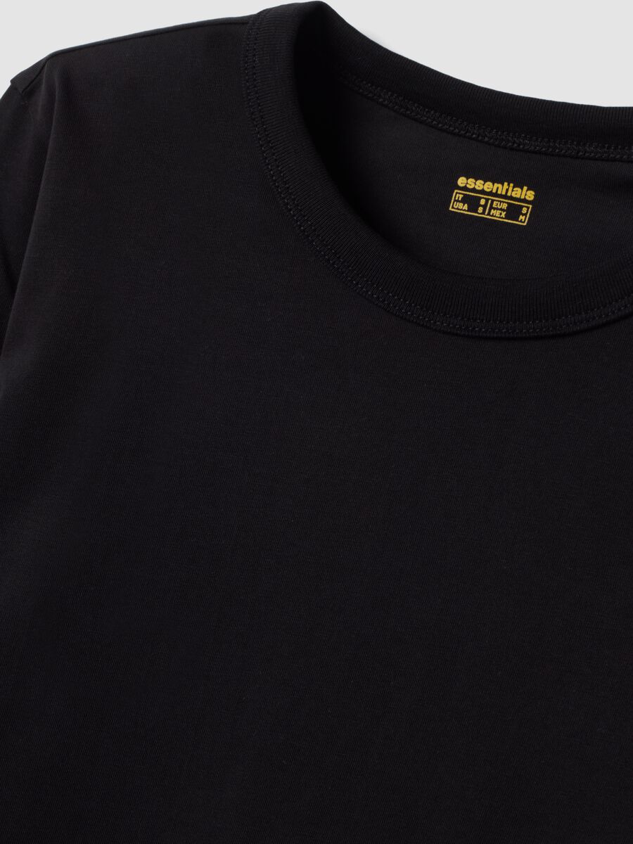 Black long-sleeved pure cotton jersey T-shirt, regular fit_1