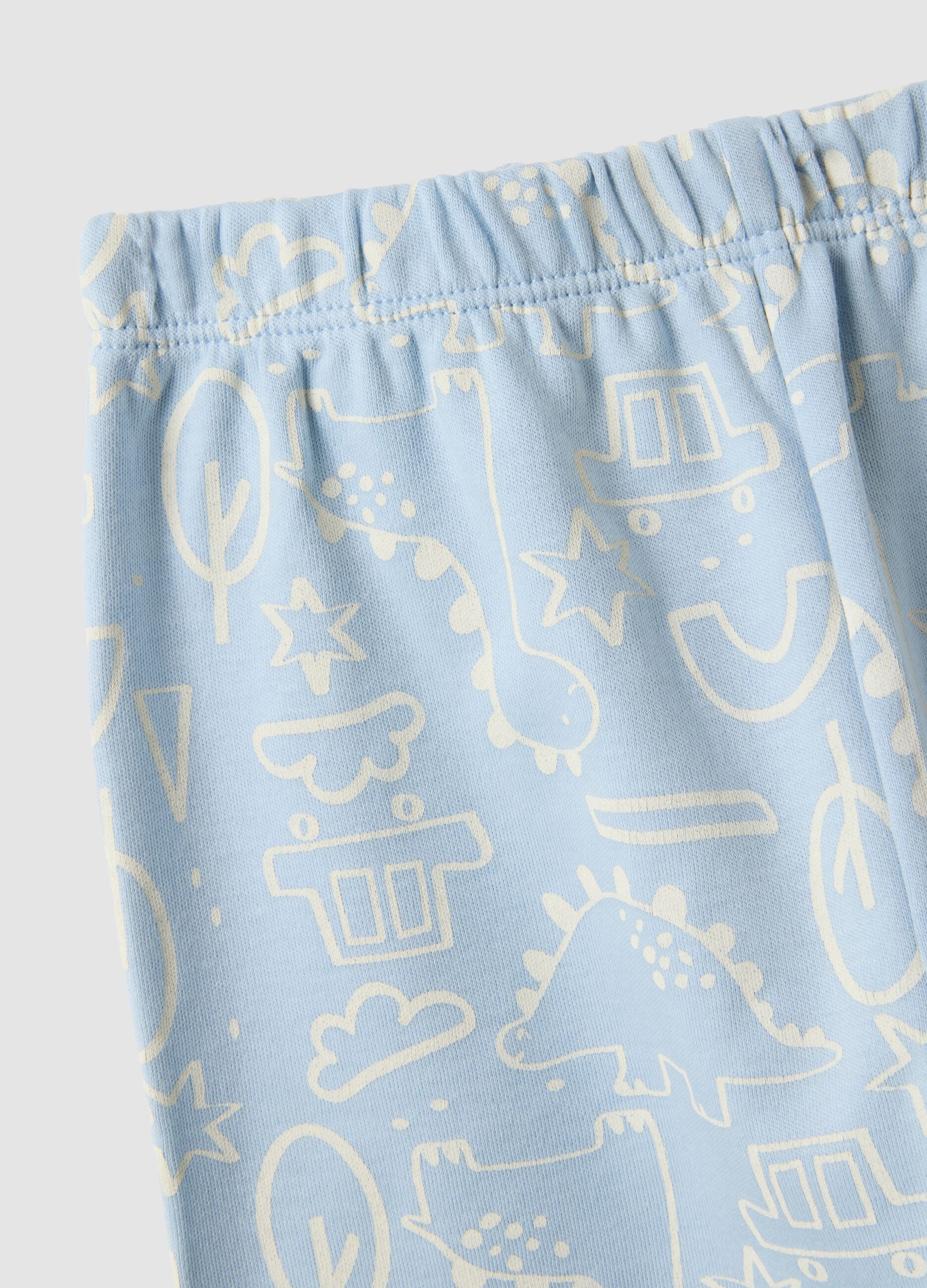 Light blue organic cotton crew‑neck pyjamas for baby and toddler