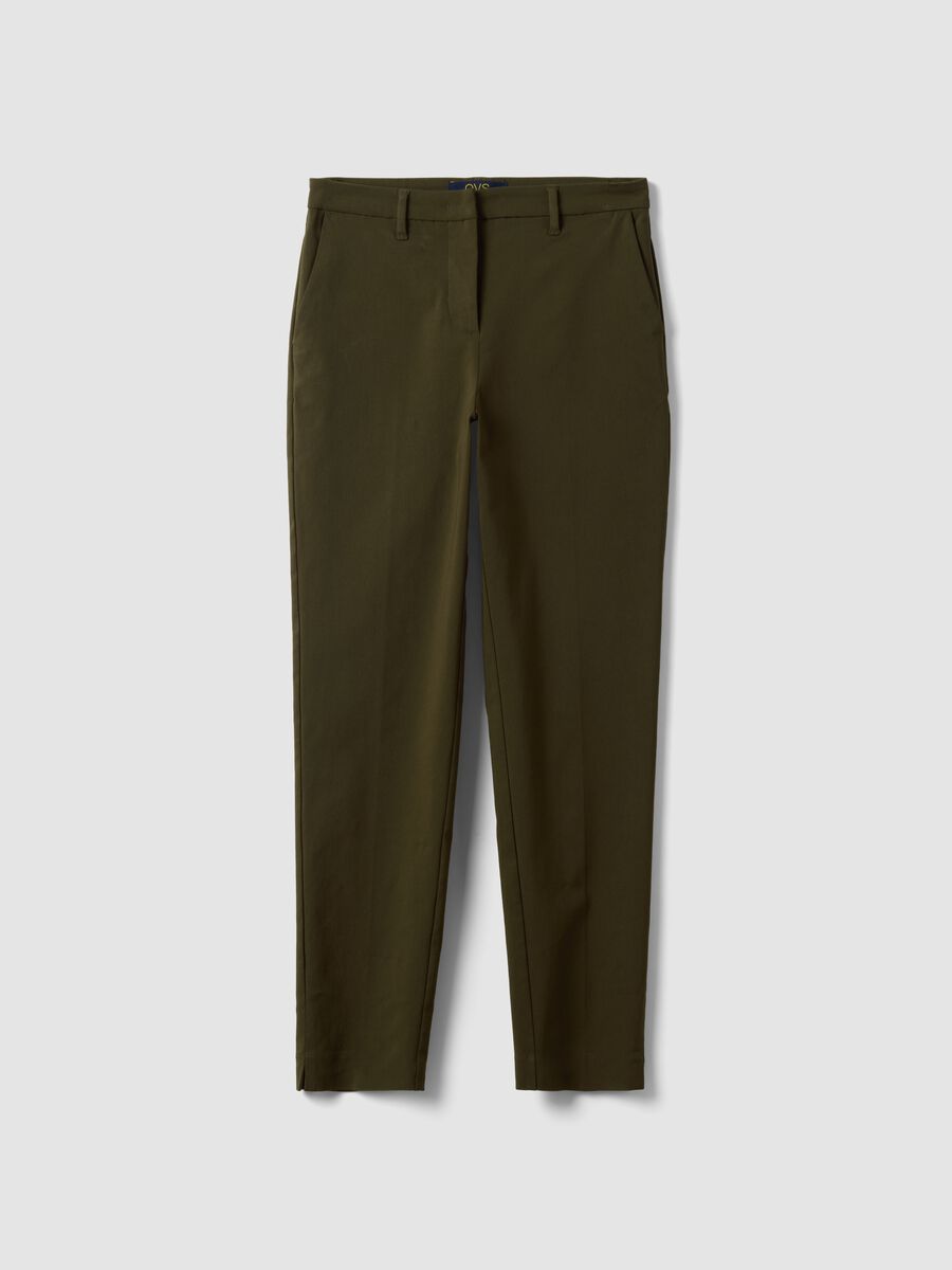 Green slim-fit stretch viscose chino trousers_4