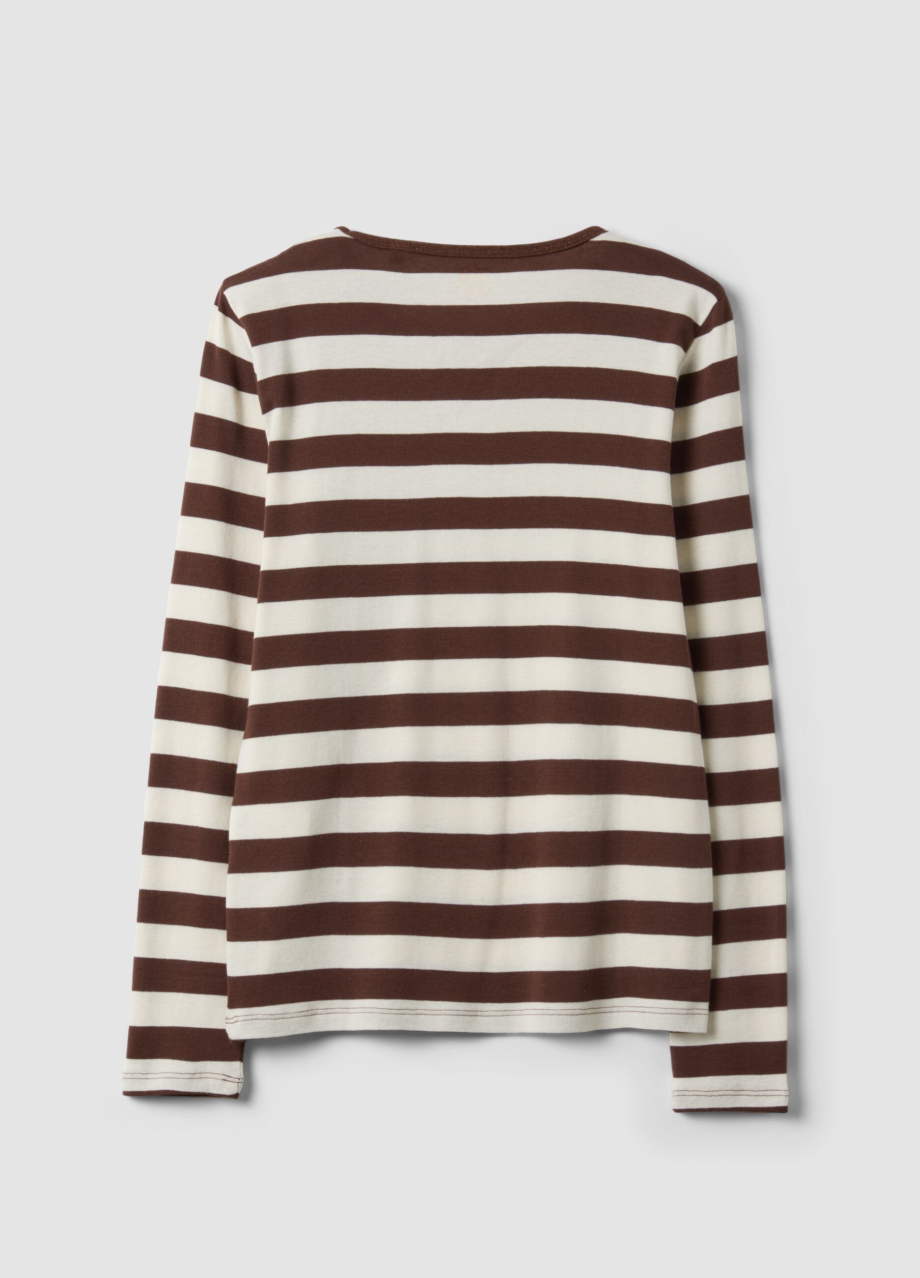 White striped pure cotton crew-neck T-shirt