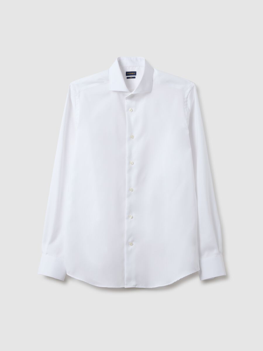 Camicia in puro cotone bianca slim fit_4