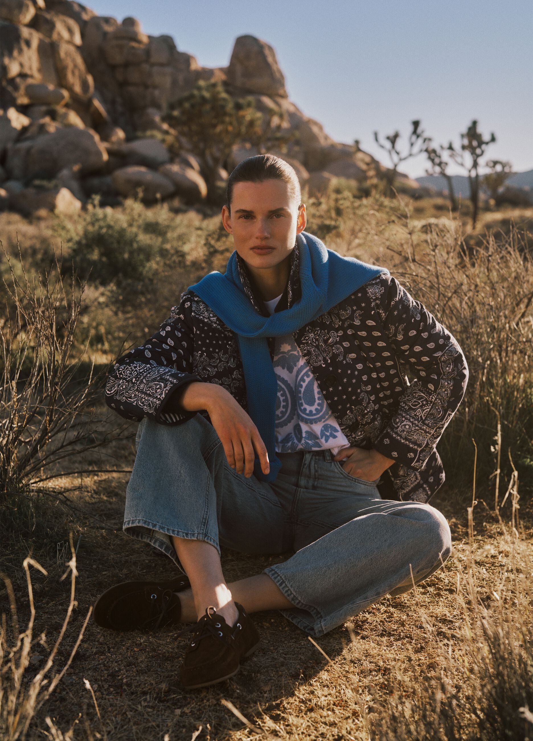 Multicolour padded jacket in pure cotton regular fit with pattern