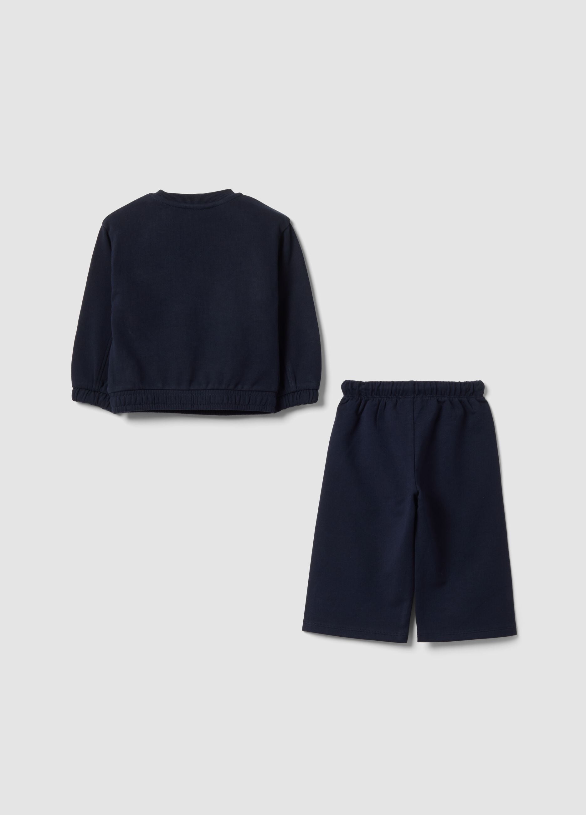 Blue pure cotton set with crew-neck sweatshirt for baby girl