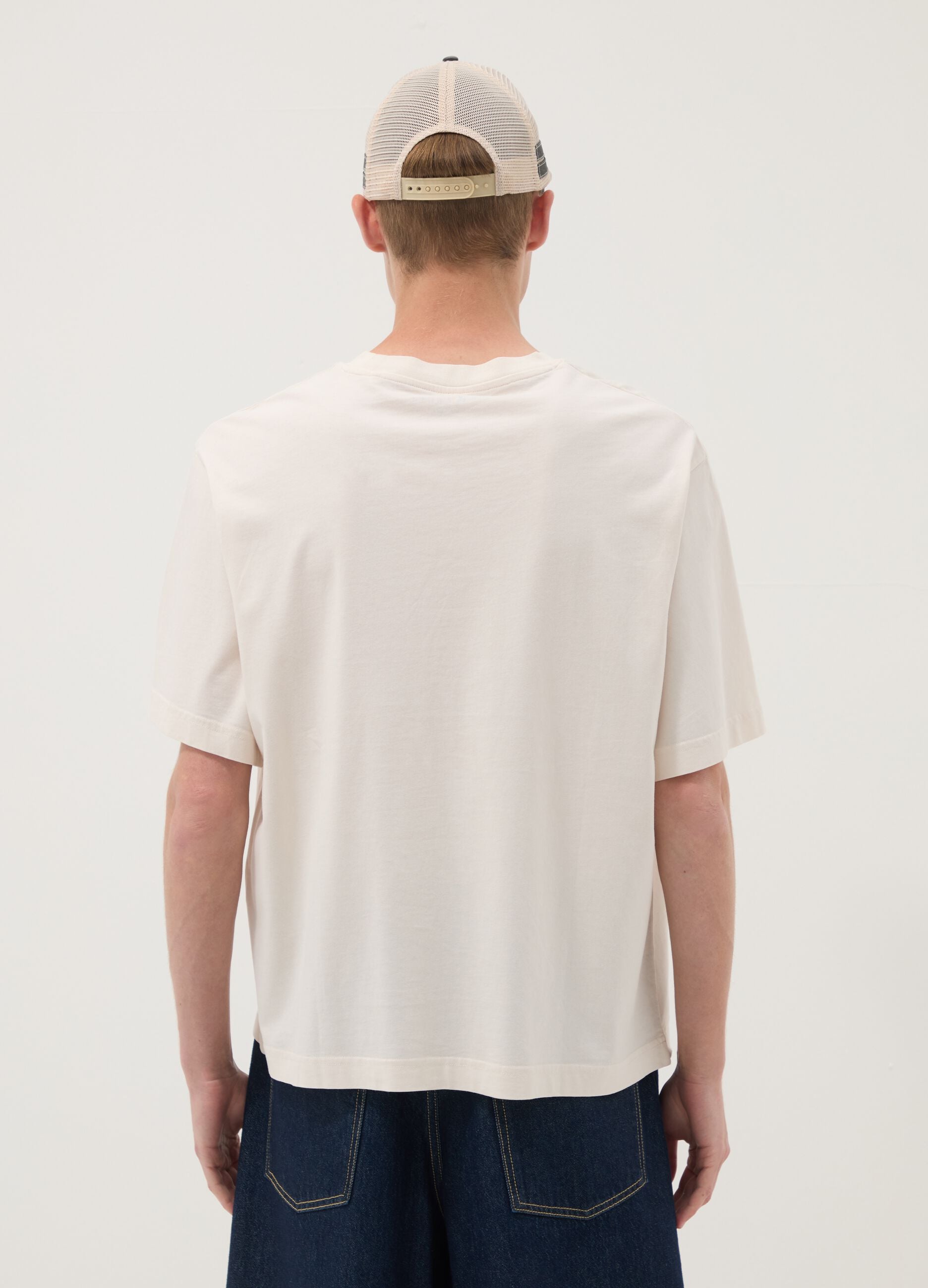 Beige pure cotton T-shirt with front print