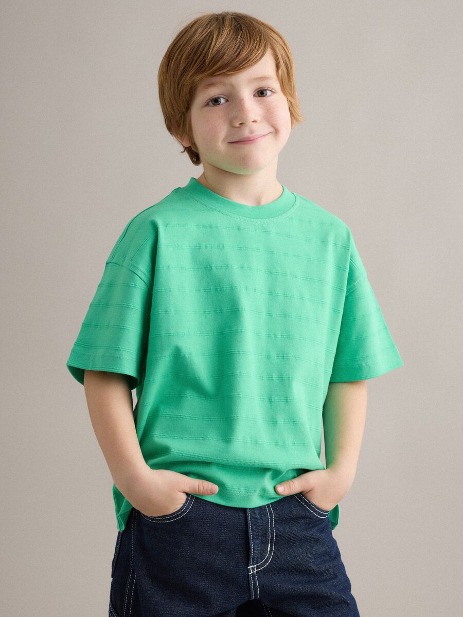 Children's regular fit pure cotton green T-shirt_0