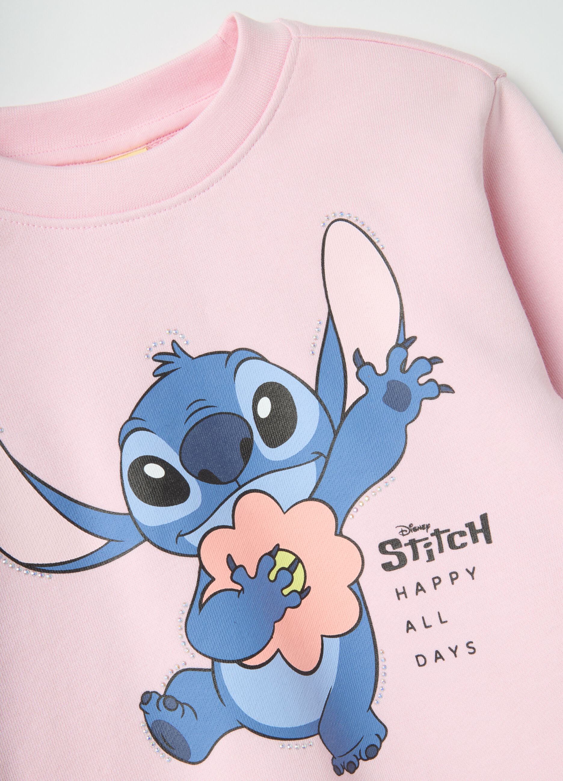 Pink Disney Print Regular Fit Cotton Blend Sweatshirt for Girls