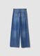 High-waisted wide-leg blue jeans in pure cotton_7