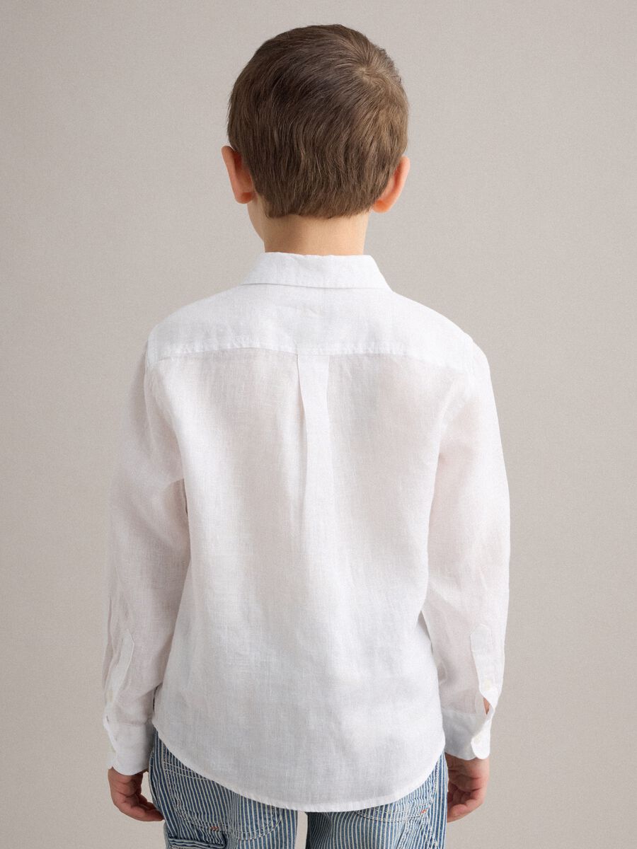 Kids&rsquo; White Pure Linen Oversized Shirt_2