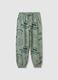 Children's green pure cotton regular fit trousers with print_0
