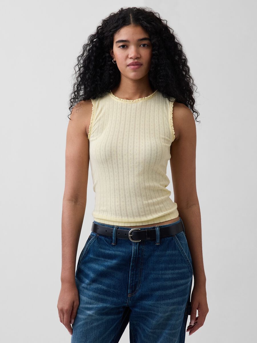 Ribbed cotton-blend tank top_0