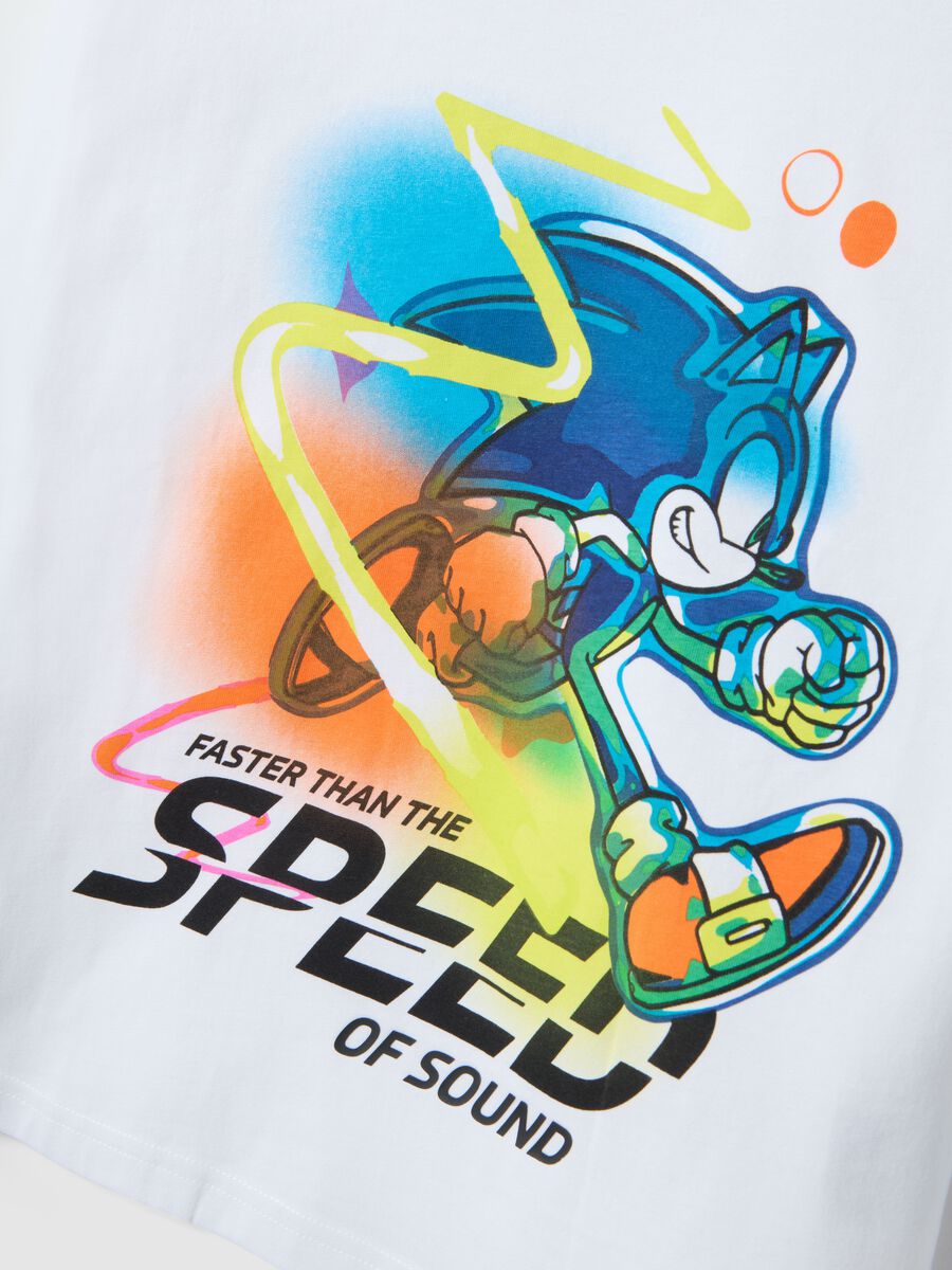White children's T-shirt in pure cotton with Sonic print_3