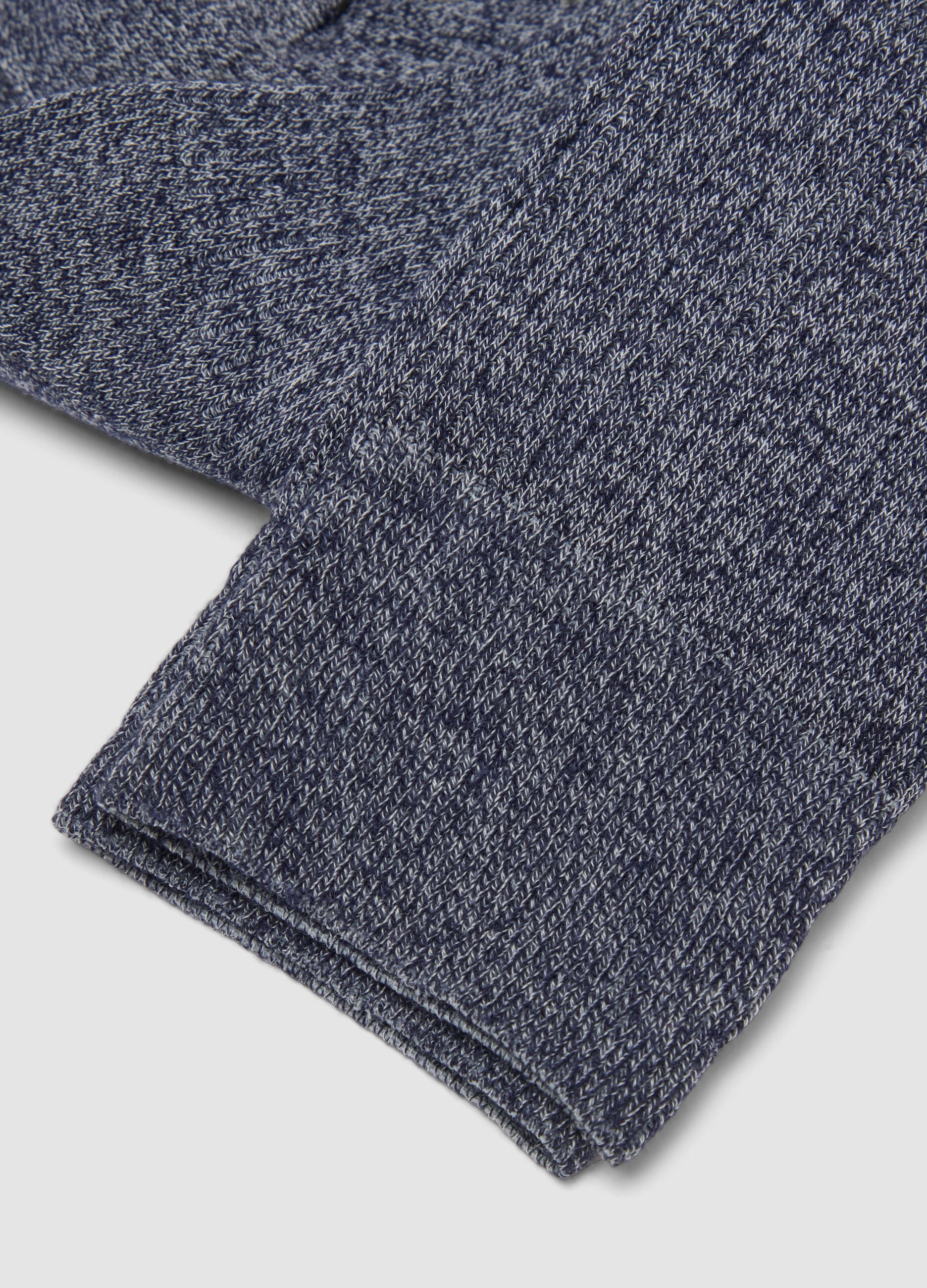 Long blue socks in a stretch cotton and linen blend