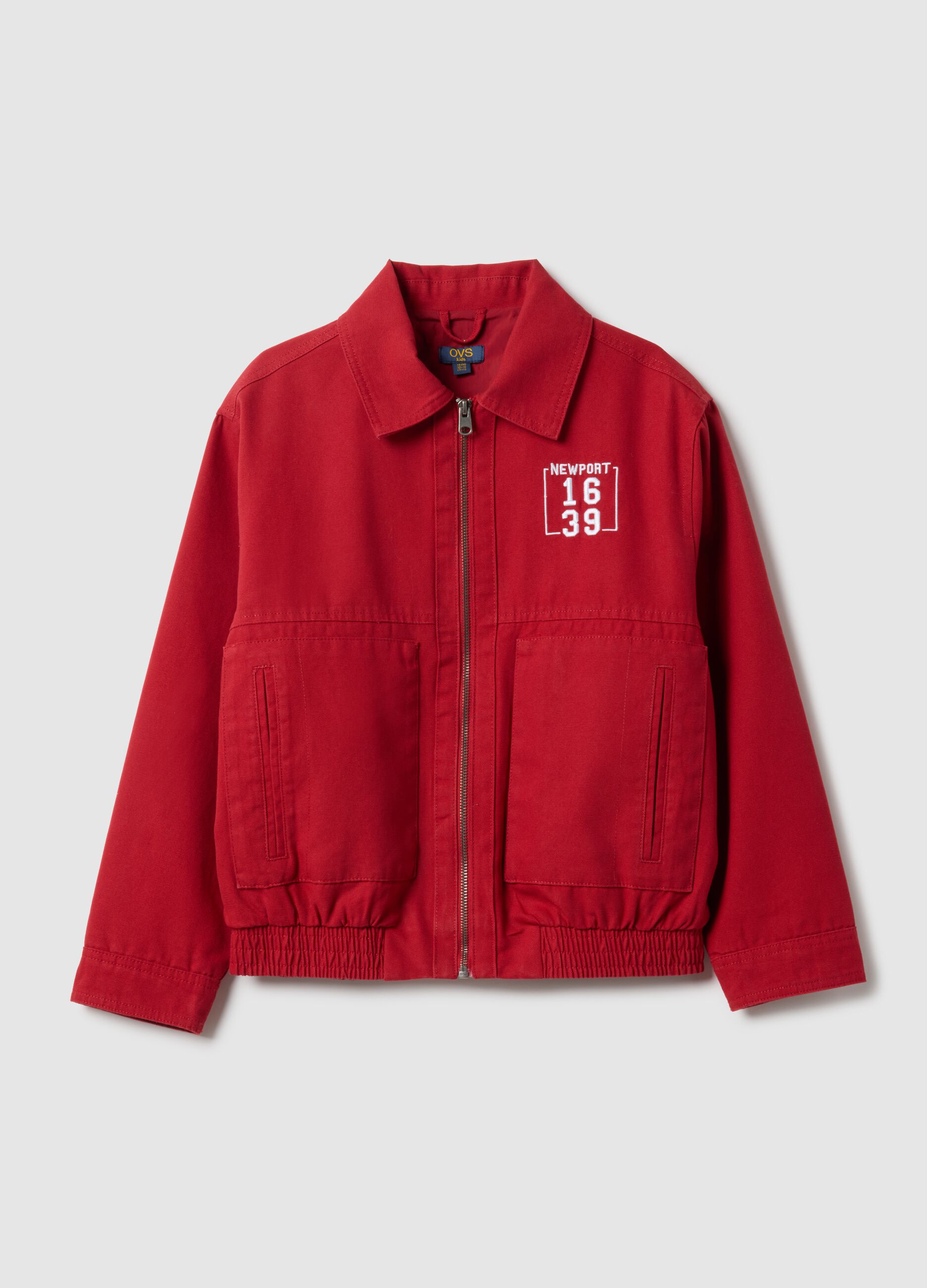 Red pure cotton jacket regular fit for boys