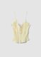 Yellow stretch cotton fitted lace top_4