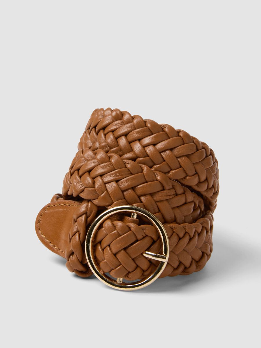 Cintura marrone intrecciata in puro goat leather_3