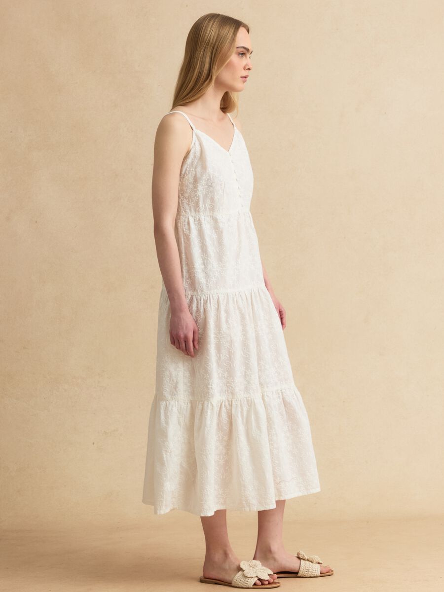 White pure cotton midi dress with embroidery_1