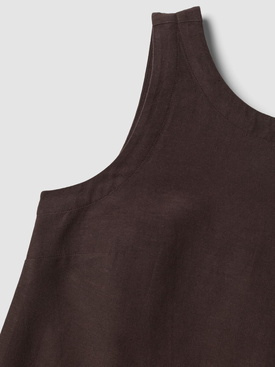 Brown regular-fit dress in a viscose, cotton and linen blend_5