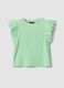 Girls&rsquo; green stretch cotton vest top with ruffles_3