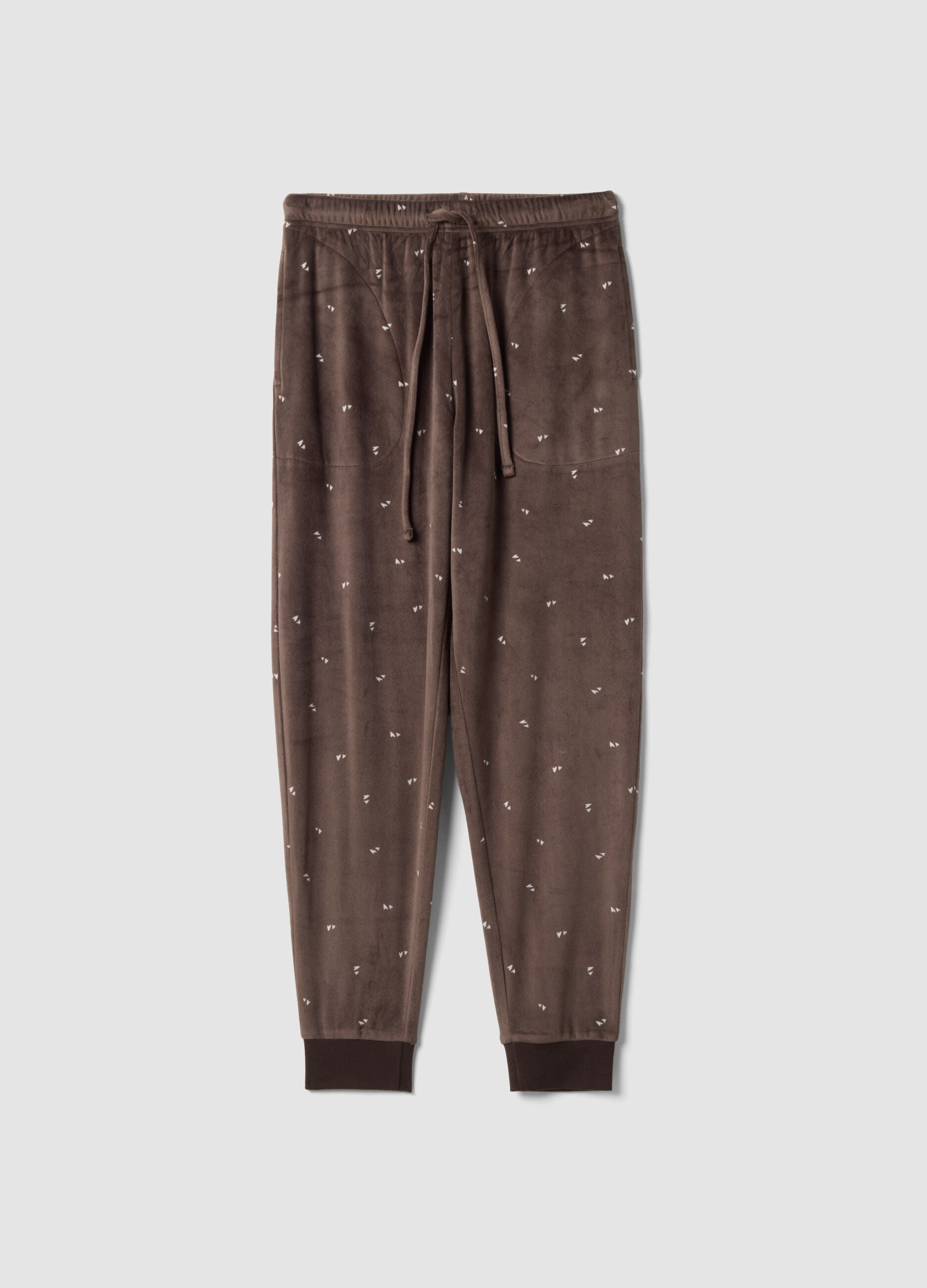 Brown stretch-fabric pyjama trousers