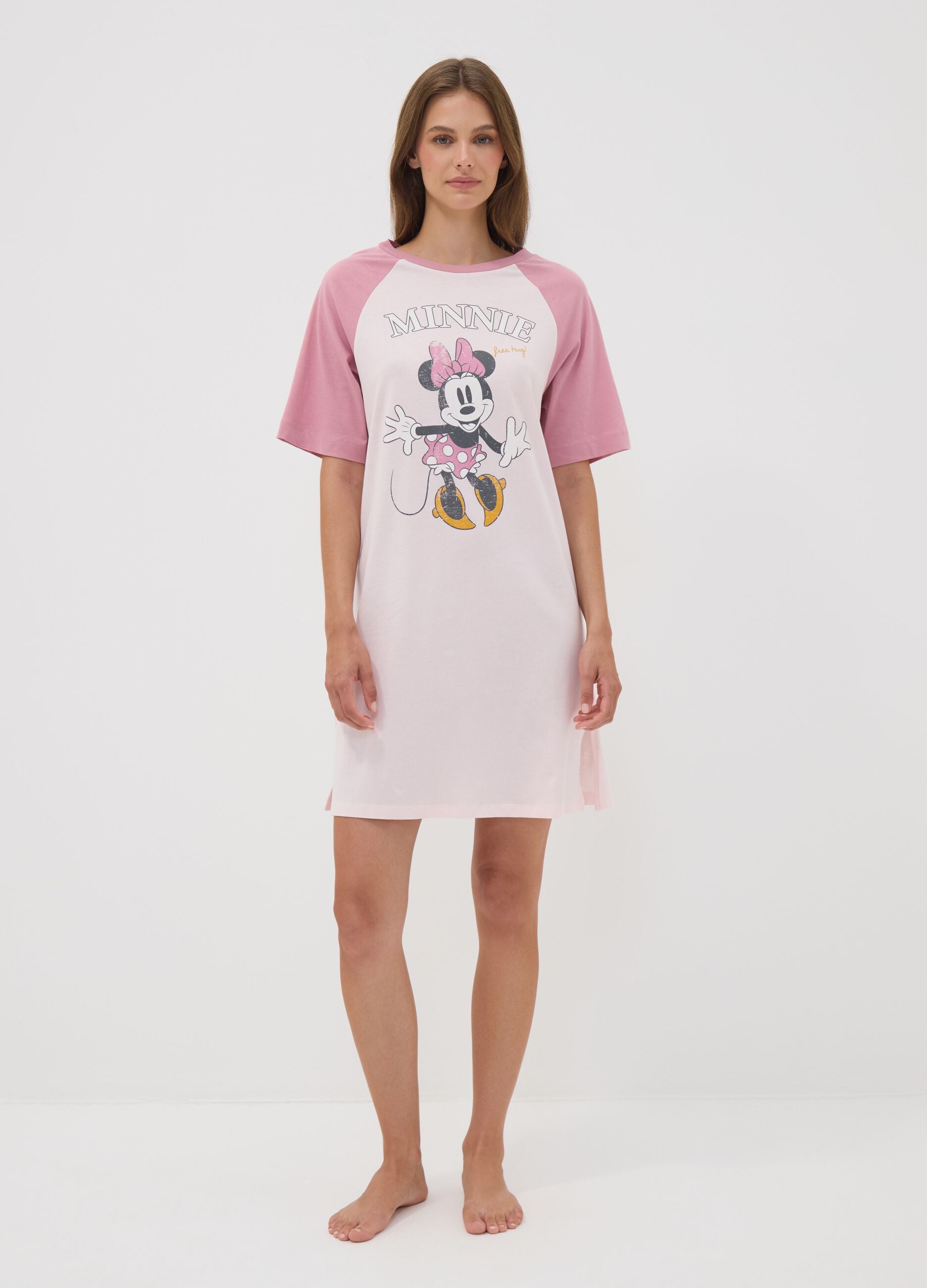 Pink pure organic cotton nightshirt with Minnie print