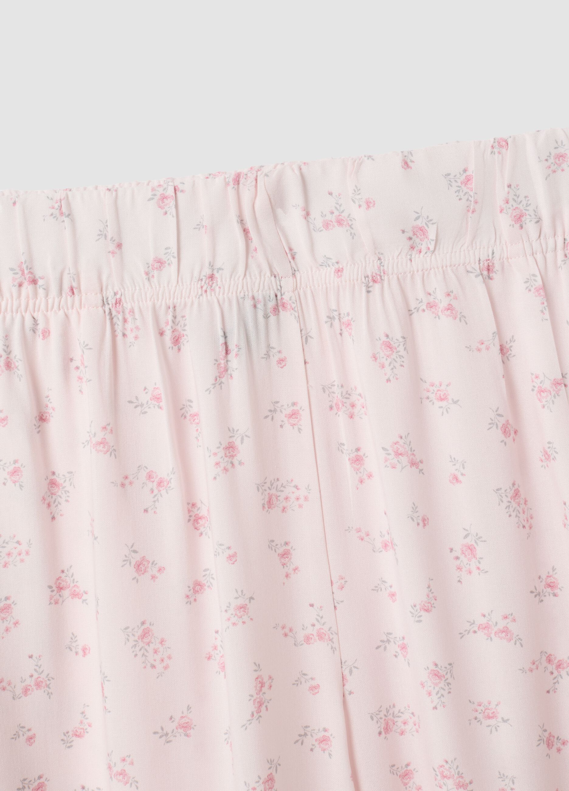 Pink pure viscose floral print pyjama trousers