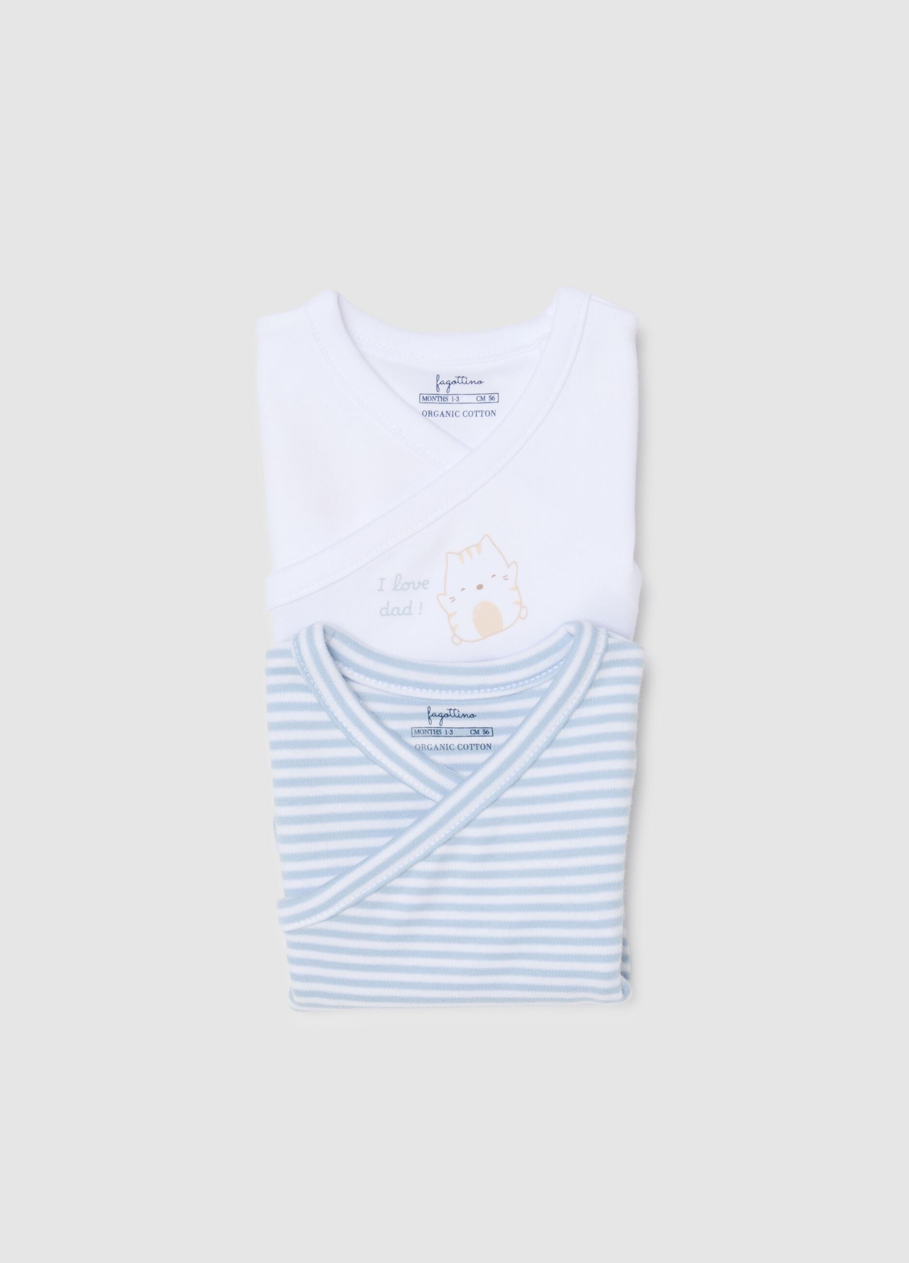 Multi-coloured short sleeve baby body twin pack in pure cotton