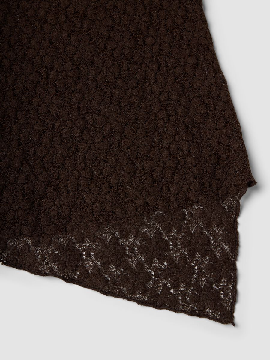 T-shirt in misto cotone marrone slim fit con design traforato_5