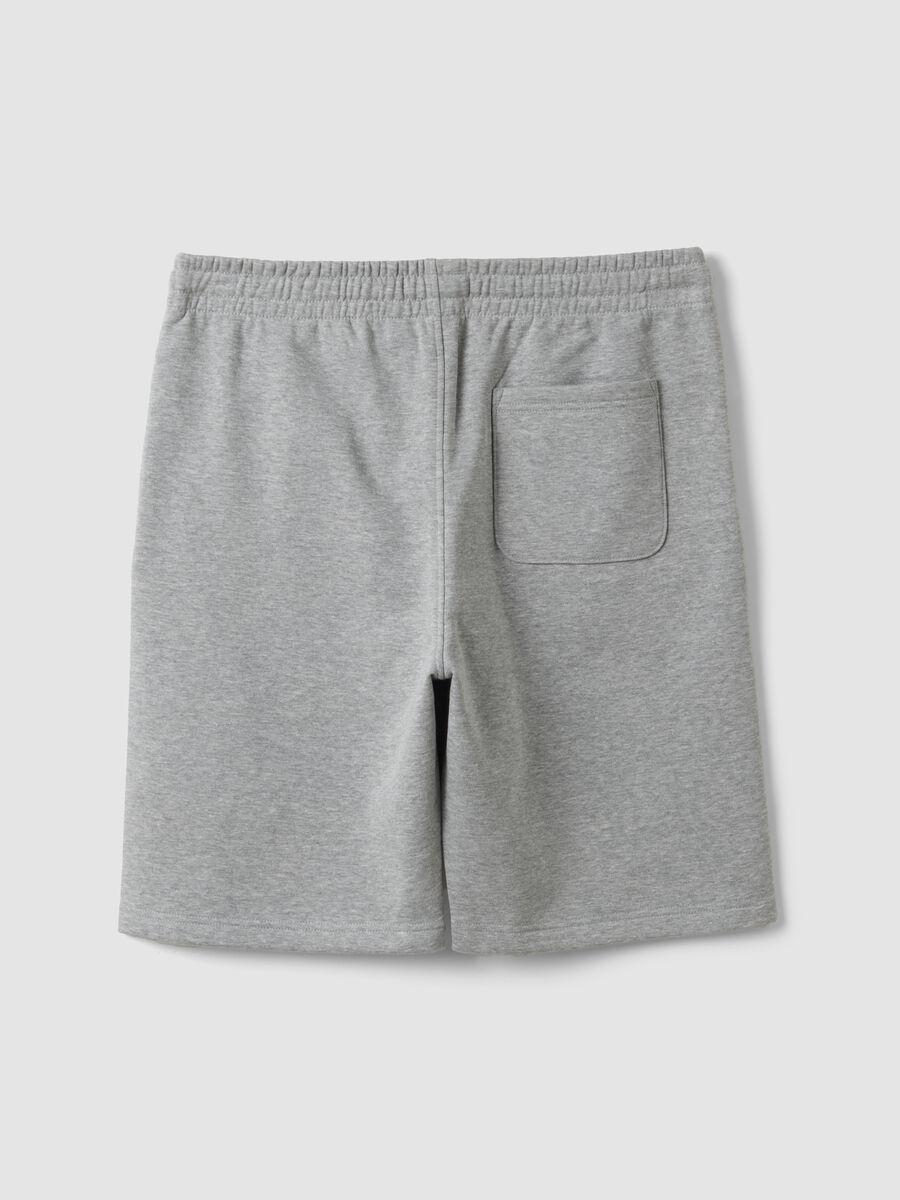 Grey cotton-blend shorts with elasticated waistband, regular fit_6