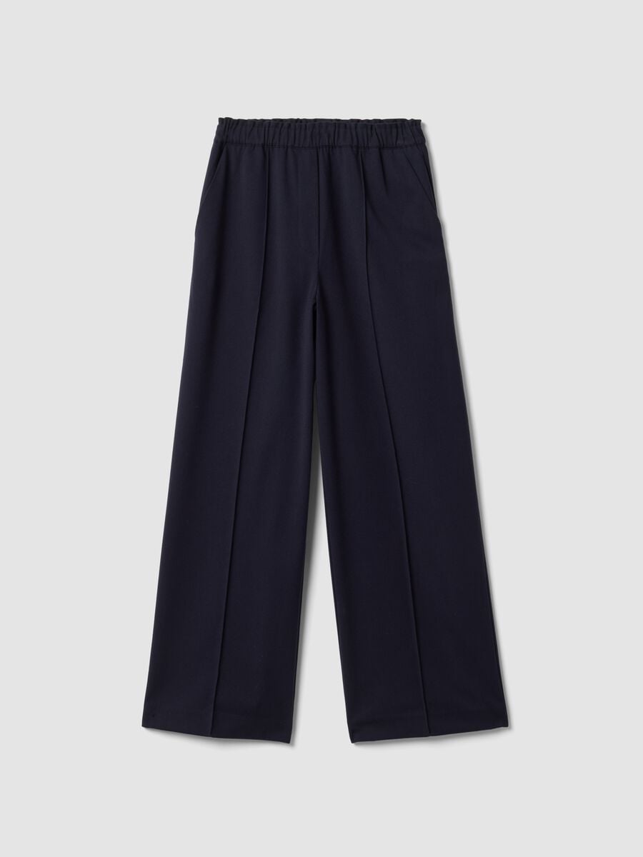 Blue wide-leg stretch viscose joggers &ndash; The Iconic Pants_4