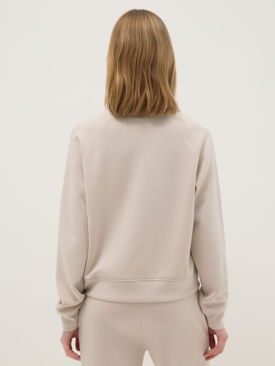 Felpa in misto modal beige regular fit con mezza zip_2