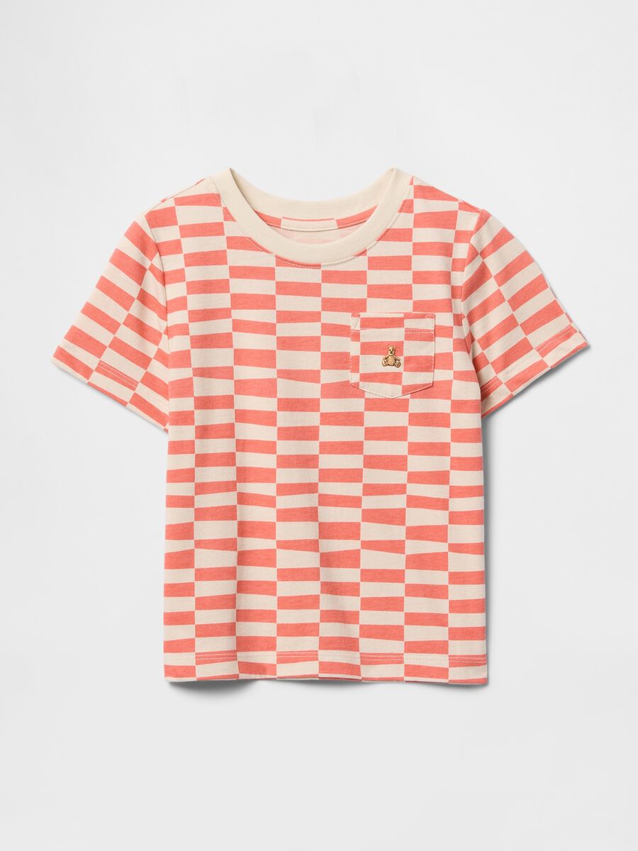 Pink and beige striped T-shirt with pocket_0