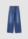 High-waisted wide-leg blue jeans in pure cotton_4