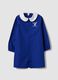 Blue school apron with zip, white collar and Stitch embroidery_0