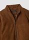 Brown genuine leather jacket with zip, regular fit_1