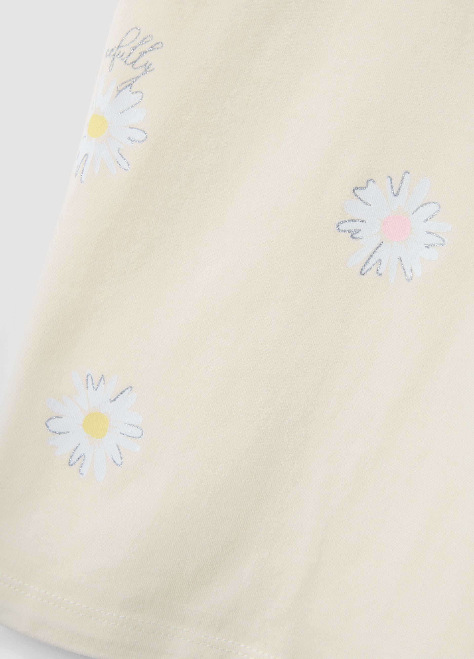 Yellow pure cotton regular fit t-shirt with print for girls