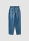 Light blue pure cotton denim jeans with paperbag waist, baggy fit_6