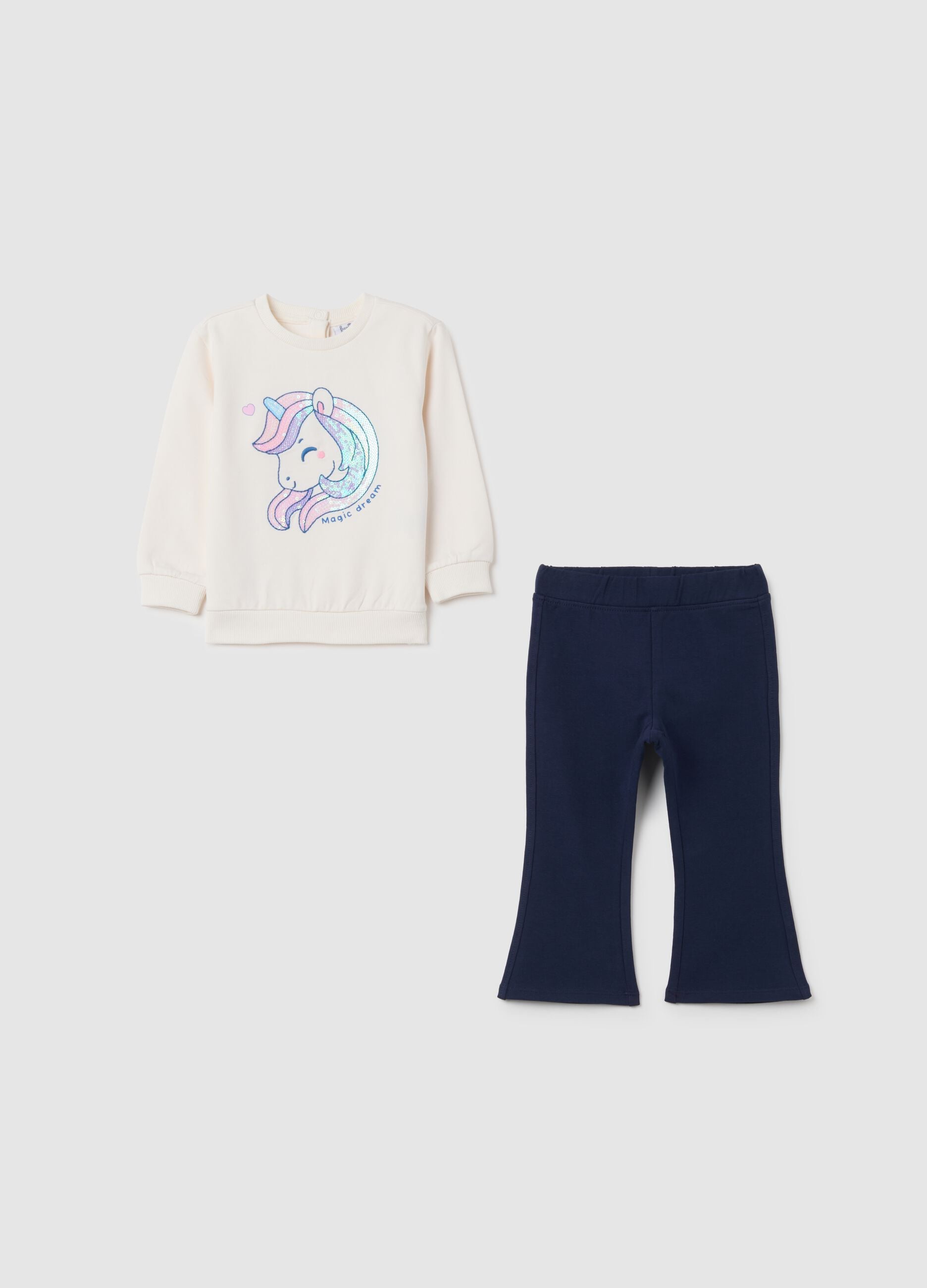 Blue and white cotton girl's set regular fit