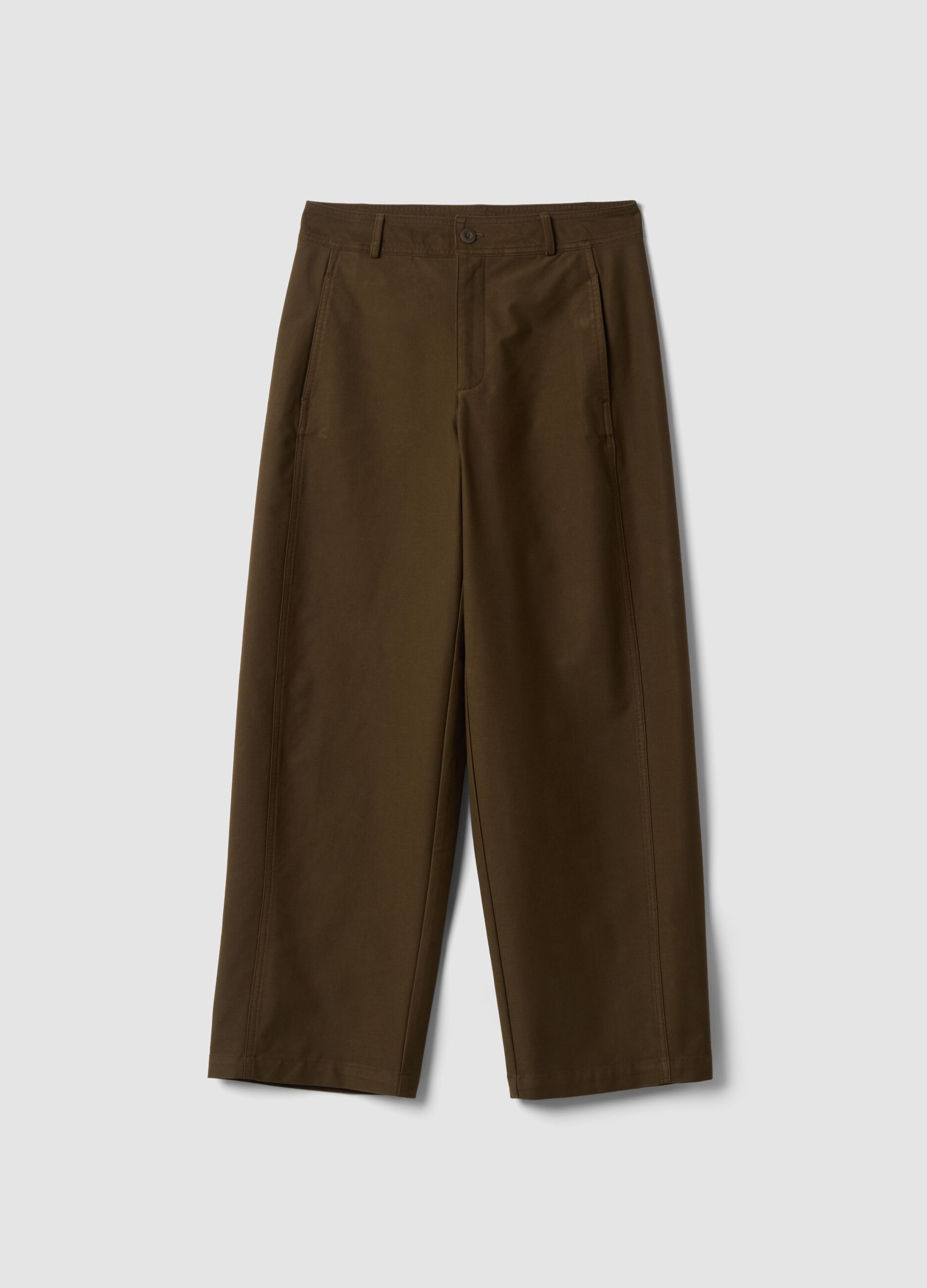 Brown The Iconic Pants in stretch cotton blend, barrel fit