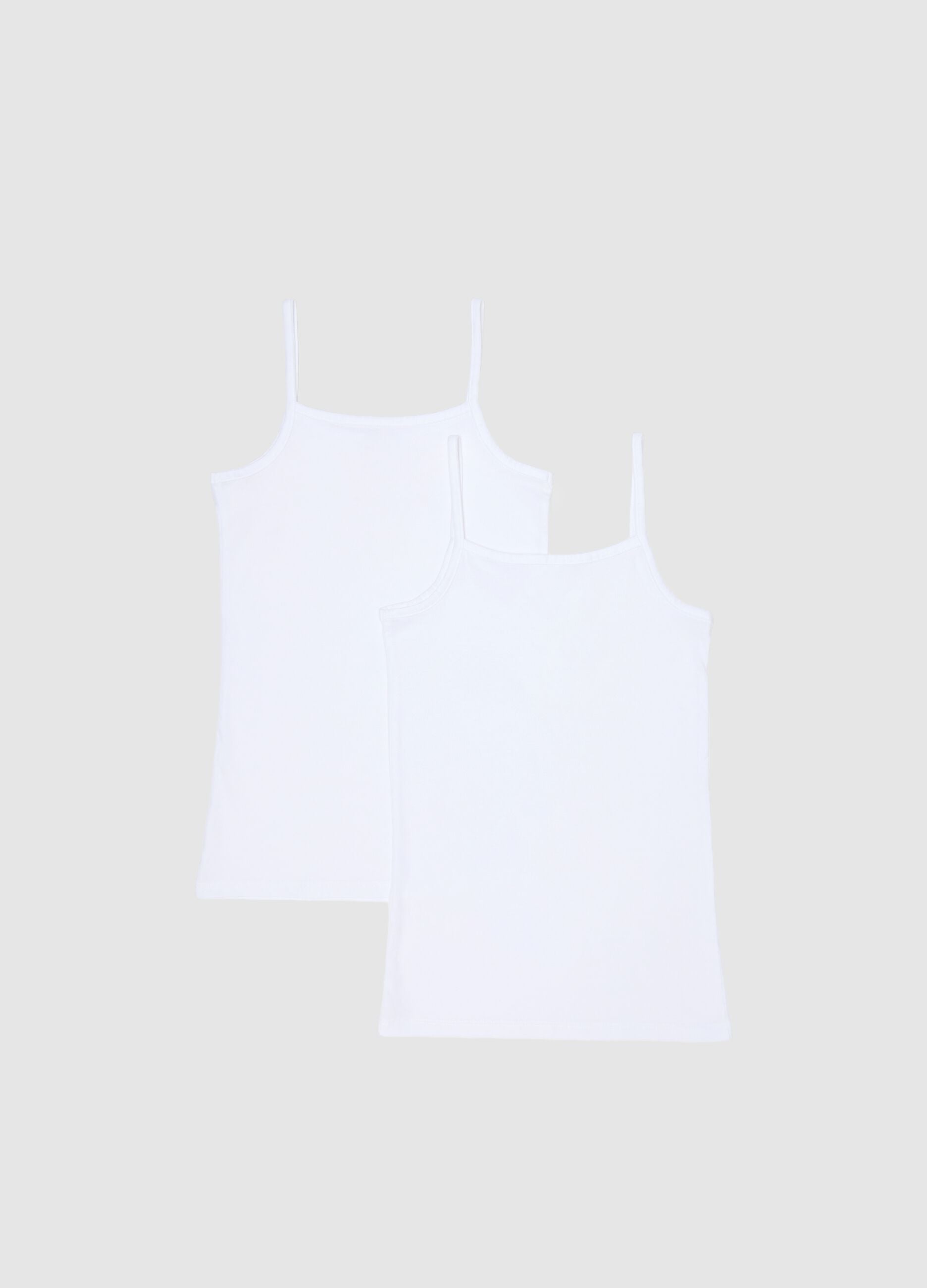 Girl's white tank tops bipack in pure cotton regular fit