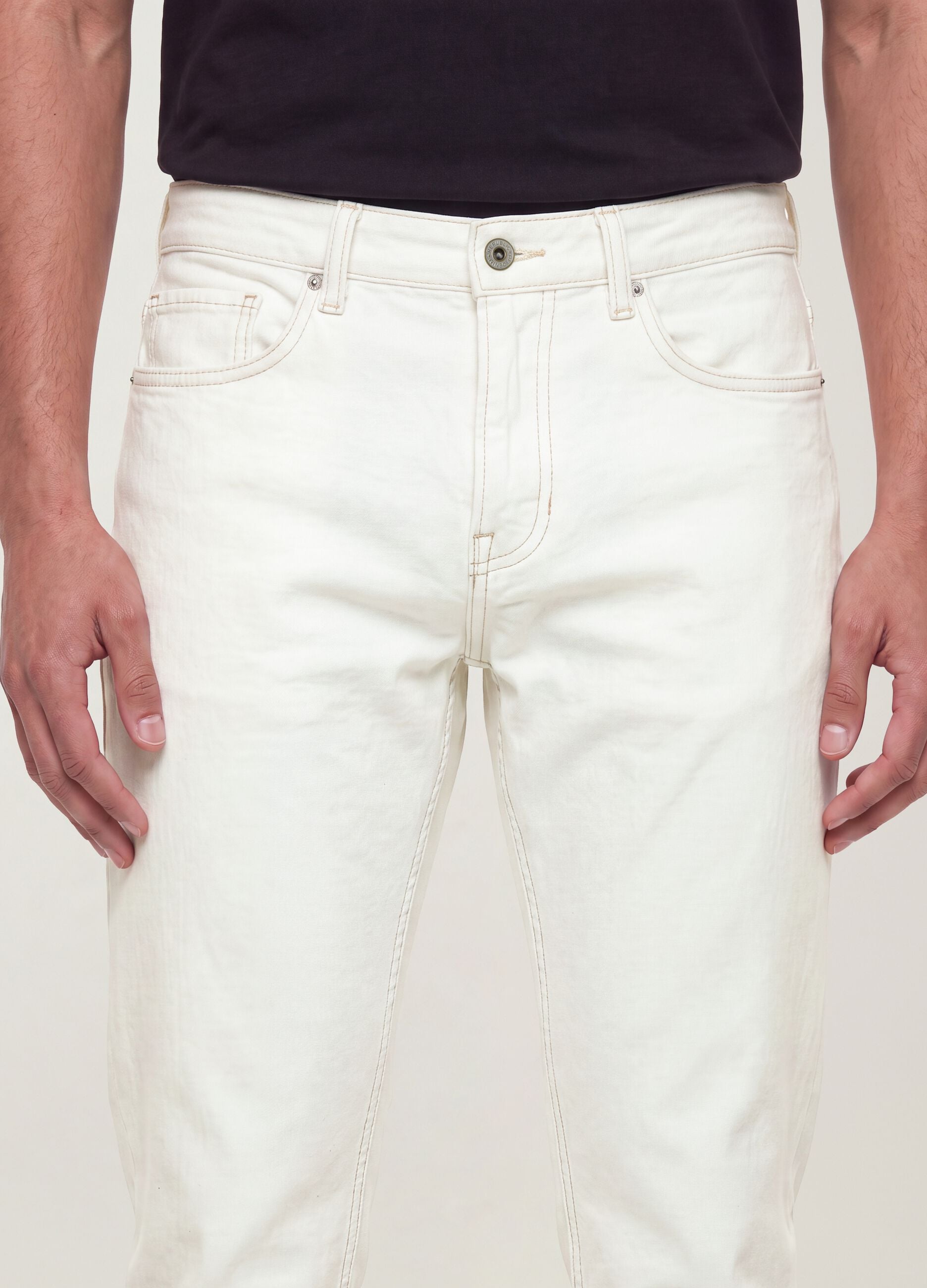 White slim-fit stretch cotton jeans