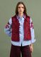 Red pure cotton gilet with floral embroidery_2