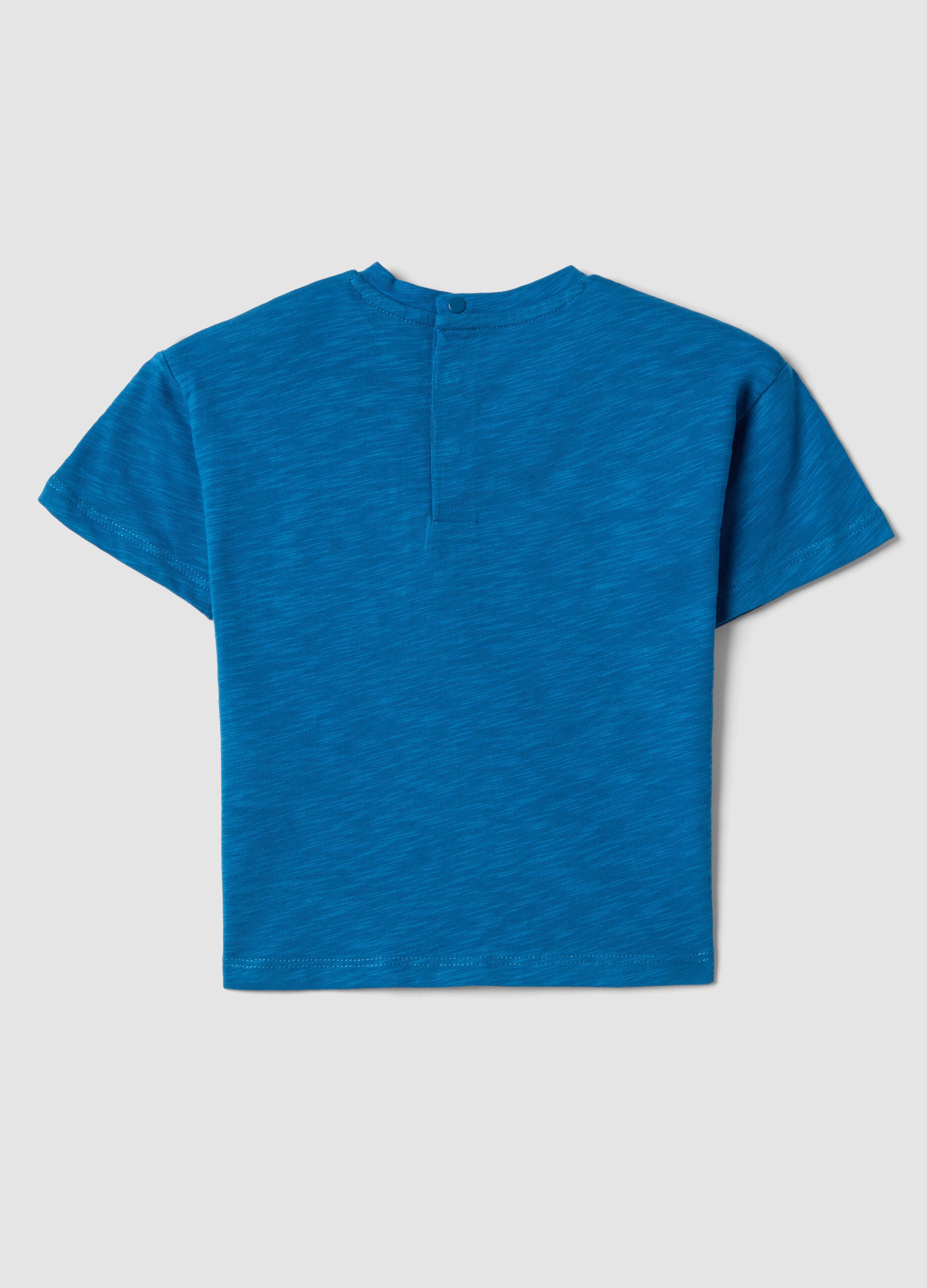 Children's regular fit pure cotton blue t-shirt with pocket