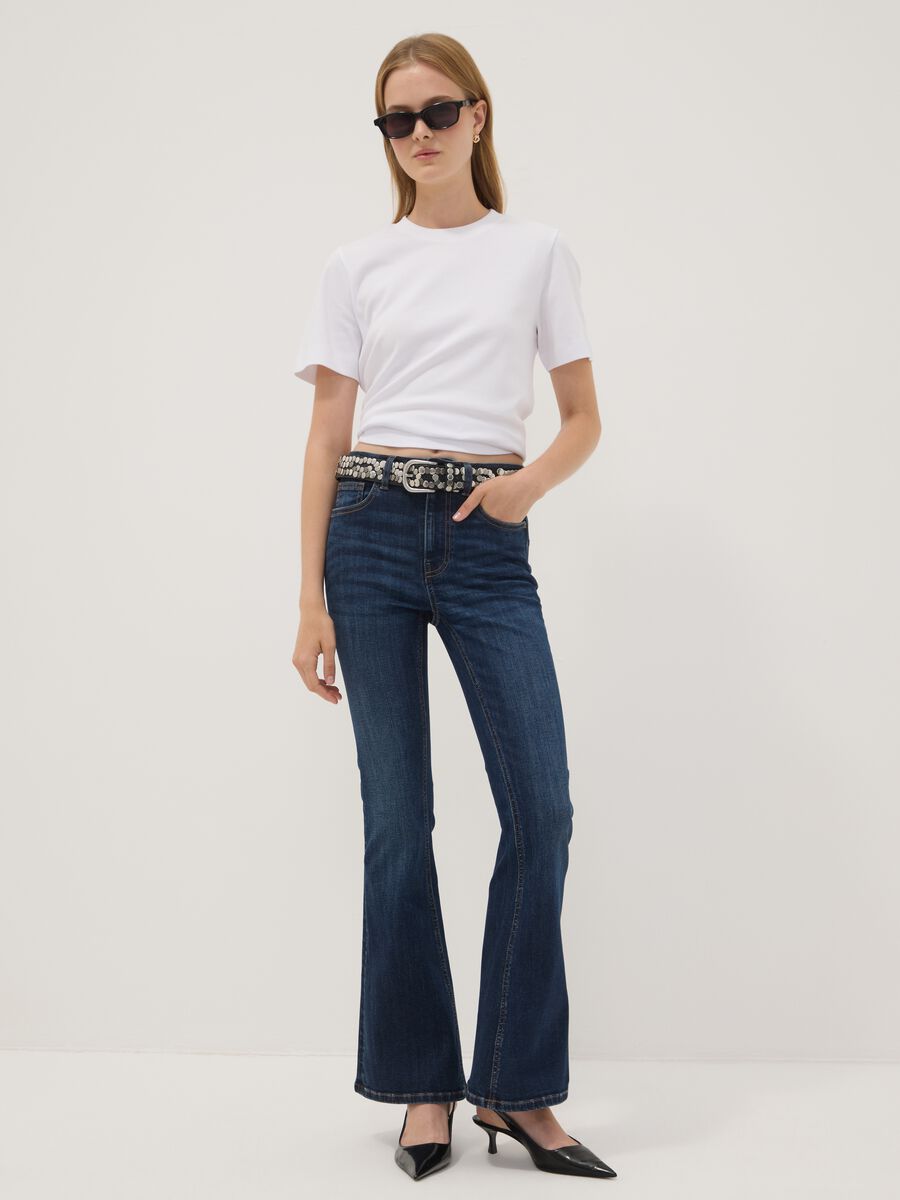 Blue flared stretch-cotton jeans_0