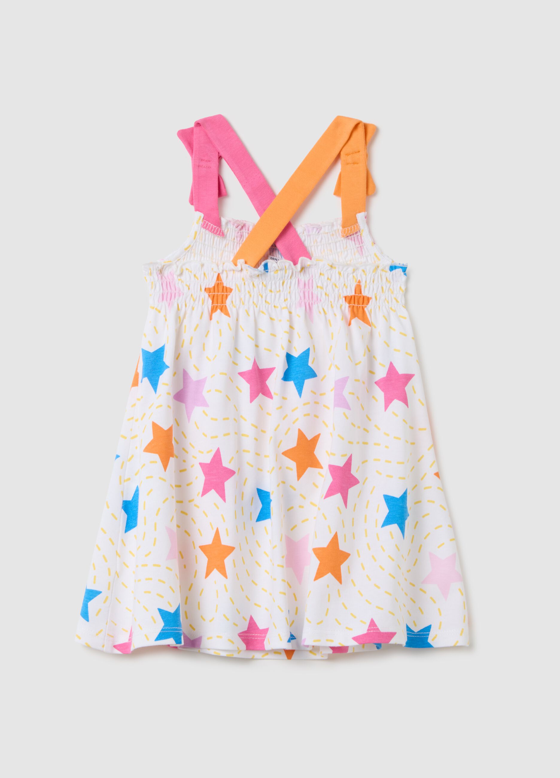 Baby girls&rsquo; multicoloured dress in 100% cotton with wide fit