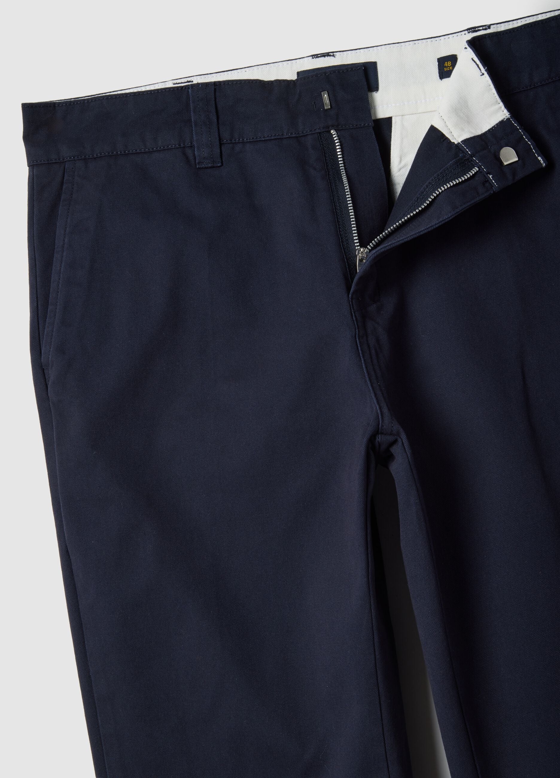Straight blue twill chinos in pure cotton regular fit