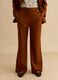 Brown wide leg trousers in stretch cotton and linen blend_1