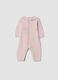 Pink pure organic cotton baby girl sleepsuit with ruffle collar_1